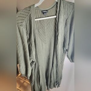 Torrid 6x Olive Green Pointelle Dolman Open Cardigan Sweater
